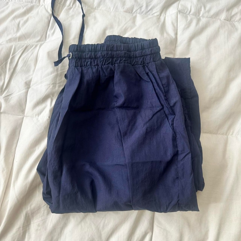 Navy blue track swishy pants